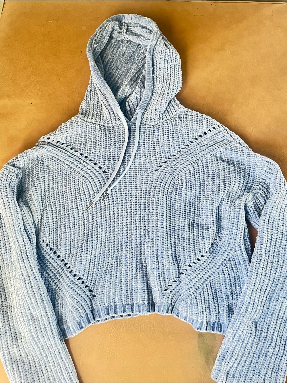 Cashmere-like boxy hooded sweater